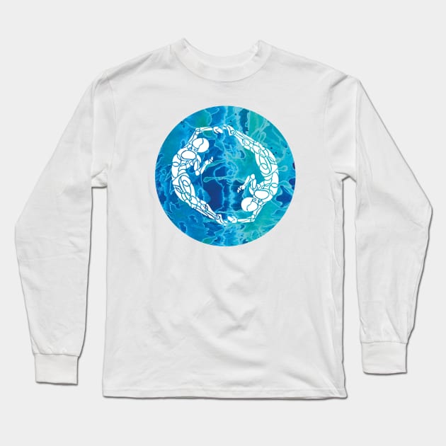 Swimmers Circle Blue Water Syncro Long Sleeve T-Shirt by badlydrawnbabe